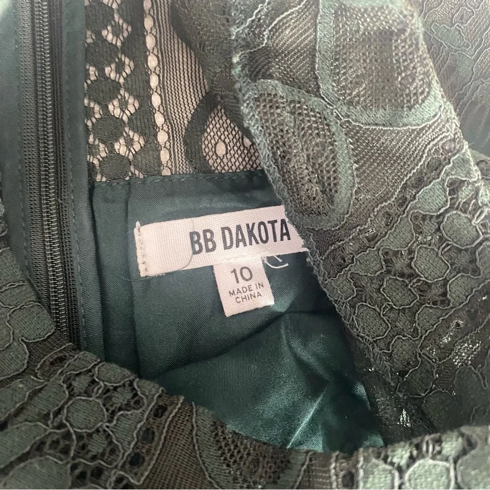 BB Dakota Dark Green Lace Dress with Scalloped Detail size 10